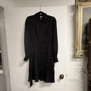 DKNY  Black Jacquard Print Shirtdress W/ Belt
